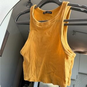Zara Orange Ribbed Crop Top